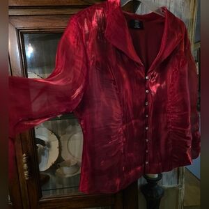 Studio 1940 Collection Ruby Red Button-Front Blouse (L)